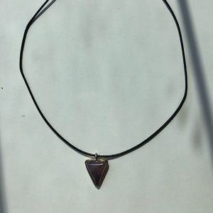 Vintage leather choker with faux amethyst pendant